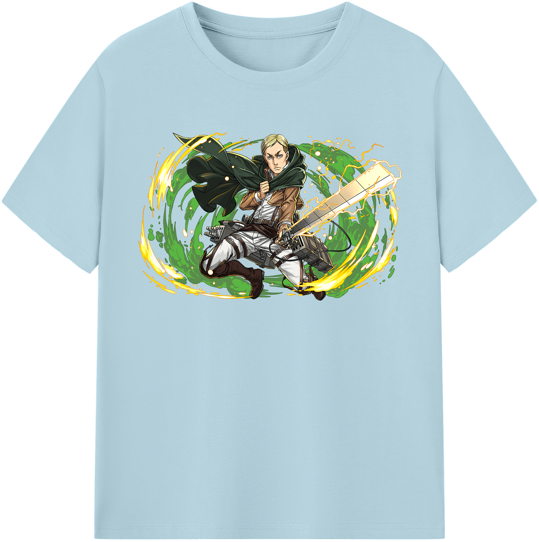 （画像用） 進撃の巨人 エルヴィン・スミス Attack on Titan Erwin Smith 綿100％半袖Tシャツ（フロントプリント）
